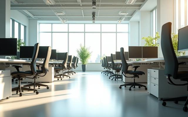 Modern office space being cleaned by a professional